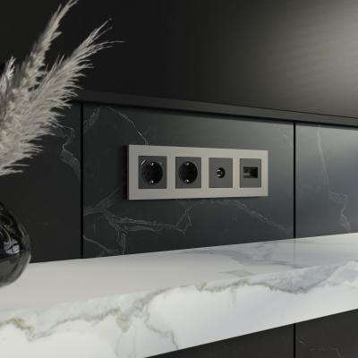 Фото Рамка пластиковая на 4 поста Werkel Slab W0042917 дымчатый софт