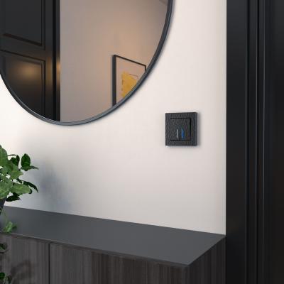 Фото Выключатель двухклавишный с подсветкой Werkel Hammar W1220108 черный