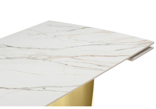 Фото Керамический стол Woodville Готланд 160(220) бежевый / золото