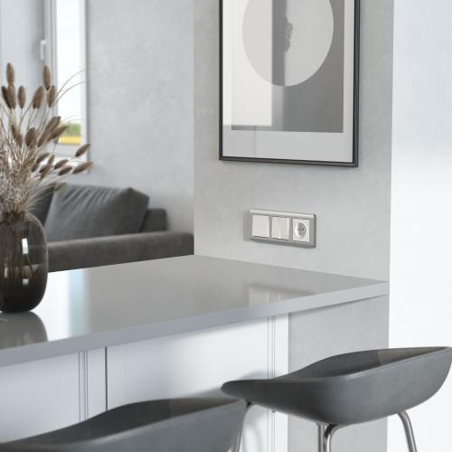Фото Розетка с заземлением Werkel W1171013 перламутровый рифленый