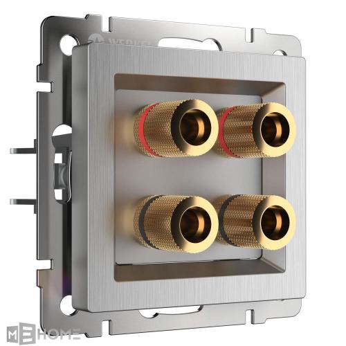 Фото Акустическая розетка Werkel WL09-AUDIOx4 cеребряный рифленый