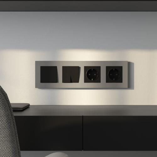 Фото Рамка пластиковая на 4 поста Werkel Slab W0042917 дымчатый софт