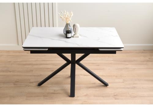 Фото Керамический стол Notta Старлайт 120(180) snow alpin / черный