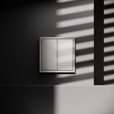 Фото Выключатель с самовозвратом двухклавишный Voltum S70, шелк, VLS020604