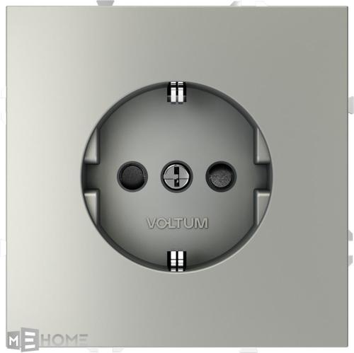 Фото Розетка встраиваемая с заземлением и защитными шторками Voltum S70, сталь, VLS040205