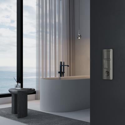 Фото Перекрестный выключатель двухклавишный Werkel W1123044 графит акрил