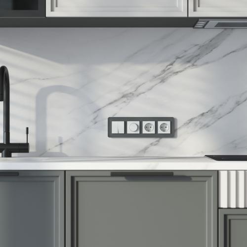 Фото Рамка из стекла на 4 поста Werkel Elite W0042440 графит