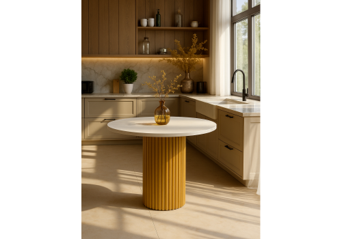 Фото Стол деревянный Notta Барел 90 белый / золото