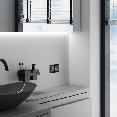 Фото Розетка влагозащищенная с крышкой и шторками Werkel W1171244 графит акрил