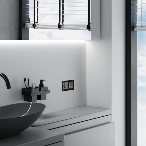 Фото Розетка влагозащищенная с крышкой и шторками Werkel W1171244 графит акрил