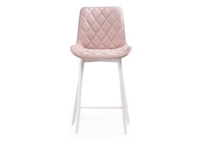 Фото Барный стул Woodville Баодин велюр розовый / белый