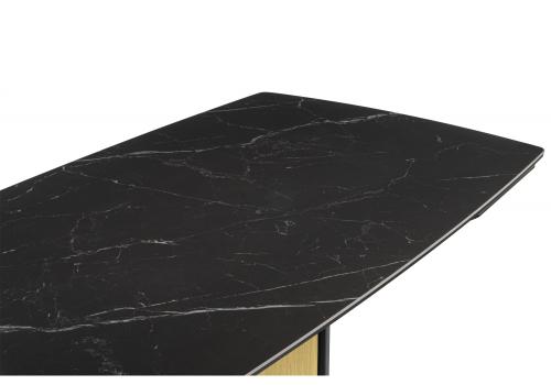 Фото Керамический стол Woodville Бовер 180(220) черный мрамор / дуб натуральный