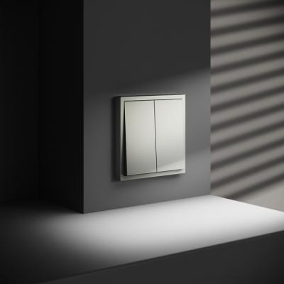 Фото Выключатель с самовозвратом двухклавишный Voltum S70, сталь, VLS020605