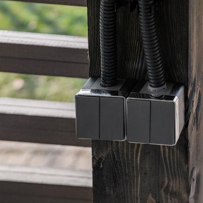 Фото Выключатель двухклавишный влагозащищенный Werkel Gallant W5020204 графит рифленый