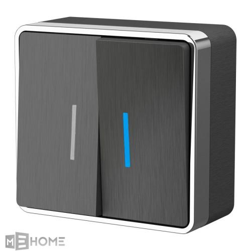 Фото Выключатель двухклавишный с подсветкой Werkel Gallant W5020104 графит рифленый