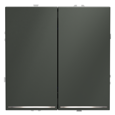 Фото Выключатель встраиваемый двухклавишный с подсветкой Voltum S70, титан, VLS020206