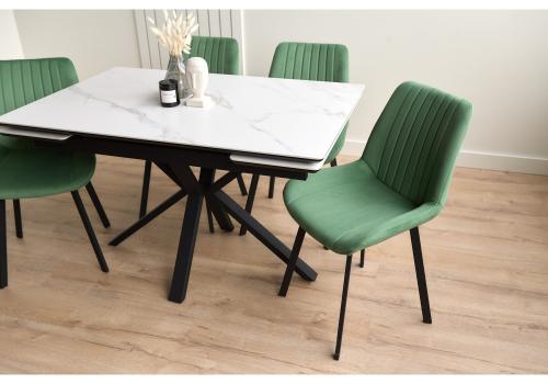 Фото Керамический стол Notta Старлайт 120(180) snow alpin / черный