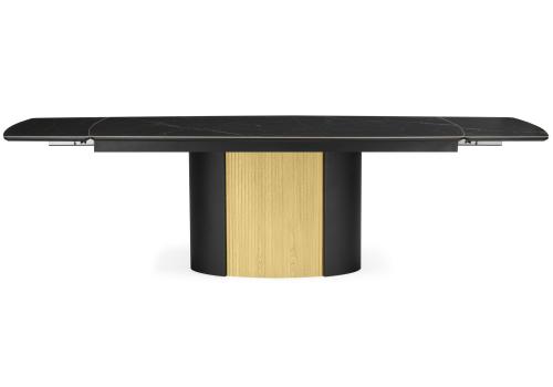 Фото Керамический стол Woodville Бовер 180(220) черный мрамор / дуб натуральный