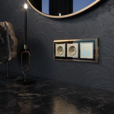 Фото Умный сенсорный выключатель двухклавишный Werkel W4520611 шампань