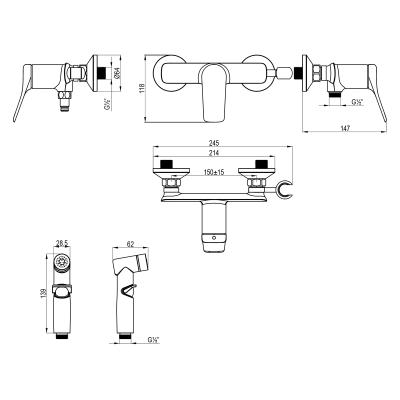 Фото Смеситель с гигиеническим душем Lemark Ortus LM11318C