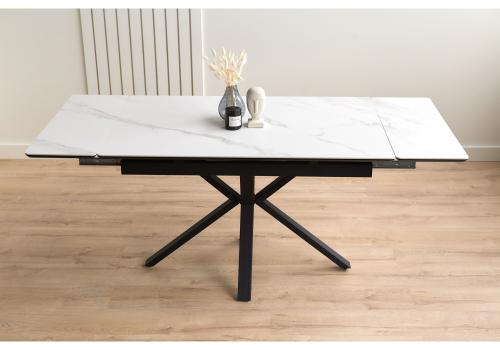 Фото Керамический стол Notta Старлайт 120(180) snow alpin / черный