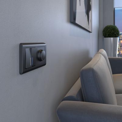 Фото Выключатель двухклавишный с подсветкой Werkel W1120104 графит рифленый