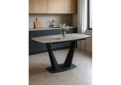 Фото Керамический стол Notta Вейл 160(205) larka grey / черный