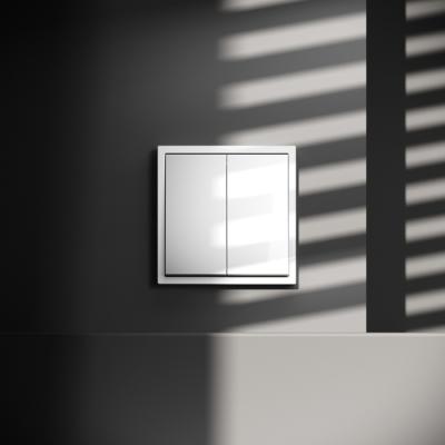 Фото Выключатель с самовозвратом двухклавишный Voltum S70, белый глянцевый, VLS020601