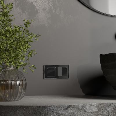 Фото Розетка влагозащищенная с крышкой и шторками Werkel W1171248 черный акрил