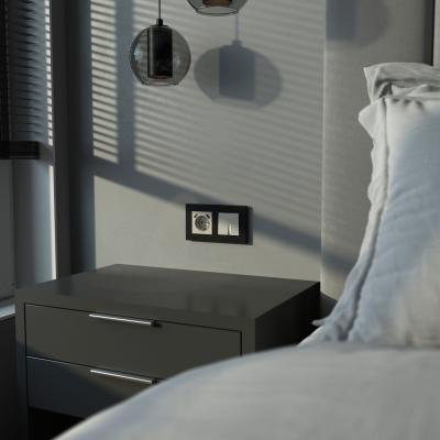 Фото Выключатель двухклавишный с подсветкой Werkel W1220104 дымчатый