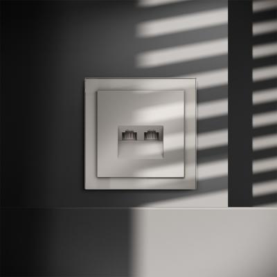 Фото Розетка компьютерная двойная RJ45+RJ45 встраиваемая Voltum S70, кашемир, VLS060203