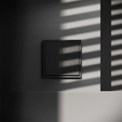 Фото Выключатель встраиваемый двухклавишный Voltum S70, черный матовый, VLS020108