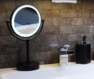 Фото WasserKraft K-1005BLACK зеркало с LED-подсветкой двухстороннее, с 3-х кратным увеличением