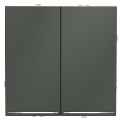 Фото Проходной переключатель двухклавишный с подсветкой Voltum S70, титан, VLS020406