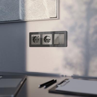 Фото Розетка с заземлением Werkel W1171044 графит акрил