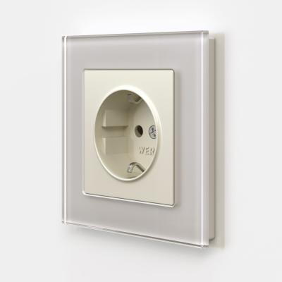 Фото Розетка с заземлением и шторками Werkel W1171162 айвори матовый