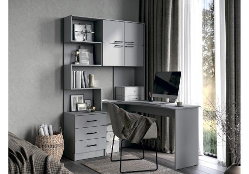 Фото Компьютерный стол Woodville Эльброни правый шиншилла серая