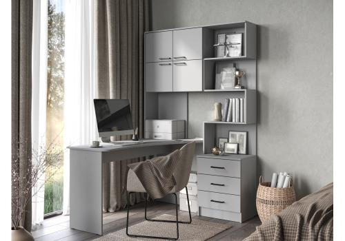 Фото Компьютерный стол Woodville Эльброни левый шиншилла серая