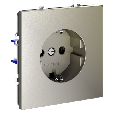 Фото Розетка встраиваемая с заземлением 16А Voltum S70, шелк, VLS040104