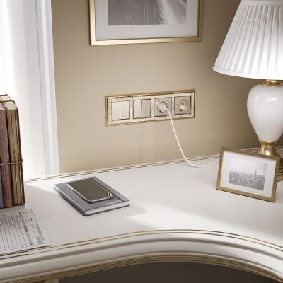 Фото Выключатель  двухклавишный проходной с подсветкой Werkel W1122111 шампань