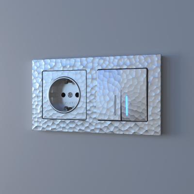 Фото Выключатель двухклавишный с подсветкой Werkel Hammer W1220106 серебряный