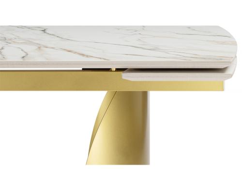 Фото Керамический стол Woodville Готланд 160(220) бежевый / золото