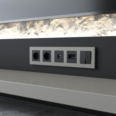 Фото Рамка пластиковая на 5 постов Werkel Slab W0052917 дымчатый софт