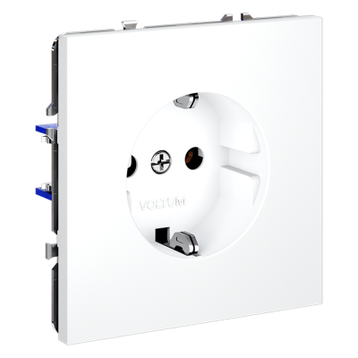 Фото Розетка встраиваемая с заземлением 16А Voltum S70, белый матовый, VLS040102