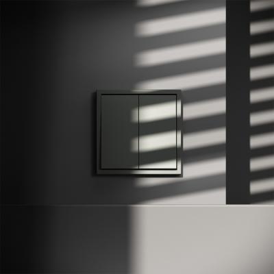 Фото Выключатель с самовозвратом двухклавишный Voltum S70, титан, VLS020606