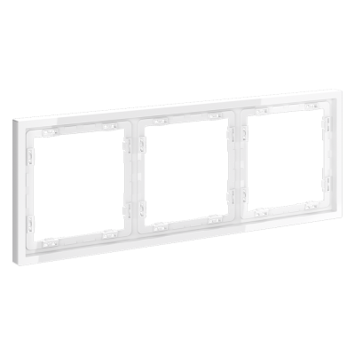 Фото Рамка пластиковая на 3 поста Voltum S70, белый глянцевый, VLS100301