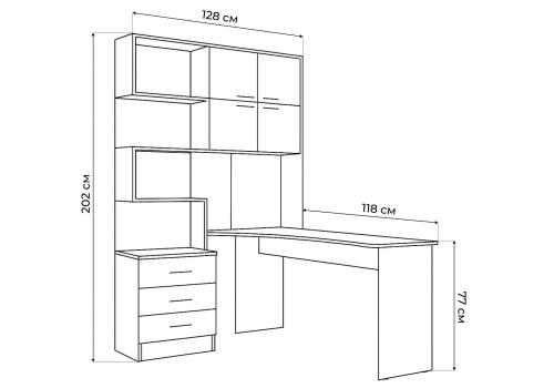 Фото Компьютерный стол Woodville Эльброни правый шиншилла серая