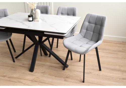 Фото Керамический стол Notta Старлайт 120(180) snow alpin / черный