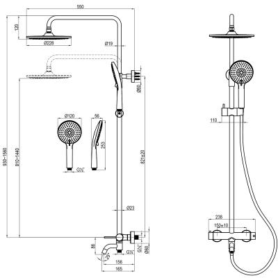 Фото Душевая система «Тропический дождь» Lemark Kalina LMF-2126S-BN