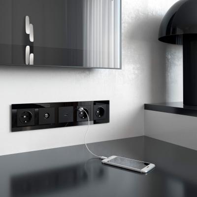 Фото ТВ-розетка проходная Werkel W1184008 черный матовый